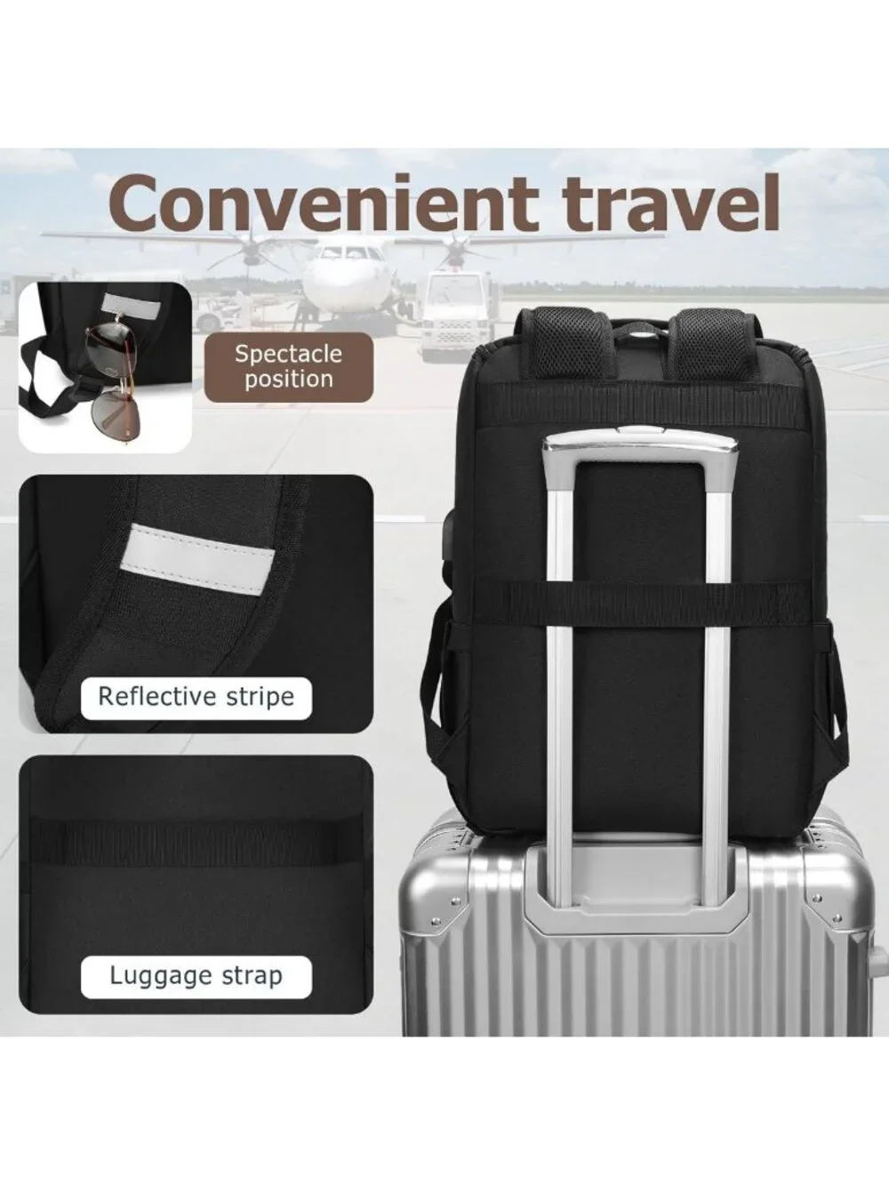 Vintage Laptop Backpack with USB Charging Port for Travel, College, Fits 15.6